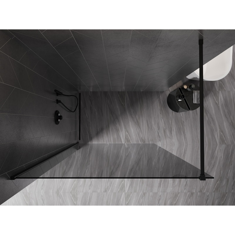 Mexen Kioto-X ścianka prysznicowa Walk-in 70 x 200 cm, grafit 10 mm, czarna - 800-070-101-70-40-X