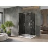 Mexen Omega kabina prysznicowa rozsuwana 100 x 80 cm, grafit, chrom + brodzik Flat, bialy - 825-100-080-01-40-4010