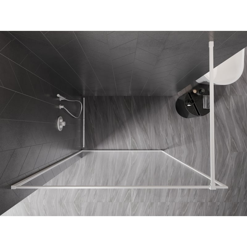 Mexen Kioto-XF ścianka prysznicowa Walk-in z ramką 80 x 202 cm, transparent 10 mm, biała - 800-080-104-20-00-X