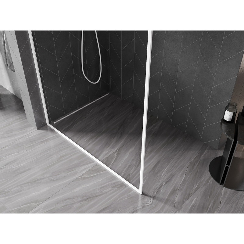Mexen Kioto-XF ścianka prysznicowa Walk-in z ramką 100 x 202 cm, transparent 10 mm, biała - 800-100-104-20-00-X