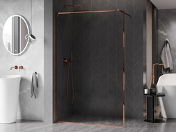 Mexen Kioto-XF ścianka prysznicowa Walk-in z ramką 60 x 202 cm, transparent 10 mm, różowe złoto - 800-060-104-60-00-X