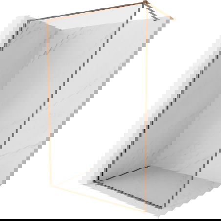 Mexen Kioto-XF ścianka prysznicowa Walk-in z ramką 70 x 202 cm, transparent 10 mm, różowe złoto - 800-070-104-60-00-X