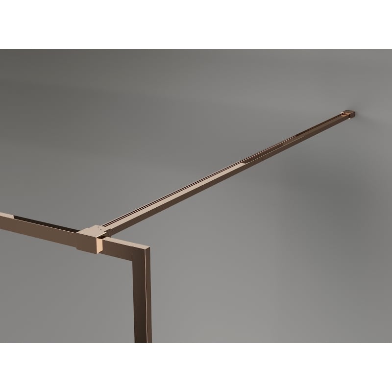Mexen Kioto-XF ścianka prysznicowa Walk-in z ramką 70 x 202 cm, transparent 10 mm, różowe złoto - 800-070-104-60-00-X