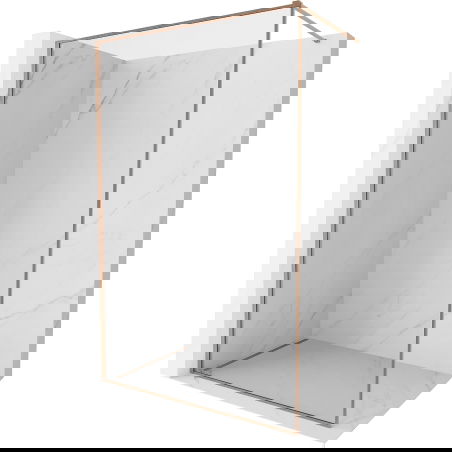 Mexen Kioto-XF ścianka prysznicowa Walk-in z ramką 130 x 202 cm, transparent 10 mm, miedź szczotkowana - 800-130-104-65-00-X