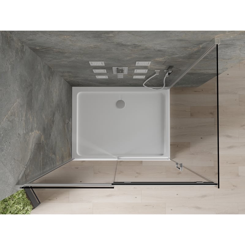 Mexen Omega kabina prysznicowa rozsuwana 120 x 80 cm, grafit, chrom + brodzik Flat, bialy - 825-120-080-01-40-4010