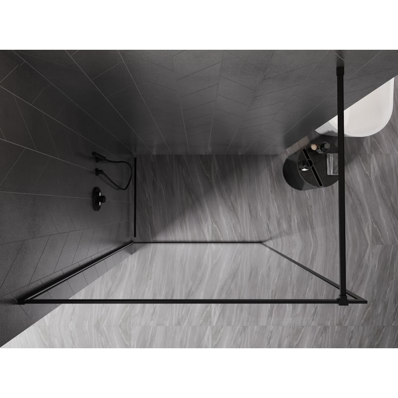 Mexen Kioto-XF ścianka prysznicowa Walk-in z ramką 50 x 202 cm, transparent 10 mm, czarna - 800-050-104-70-00-X