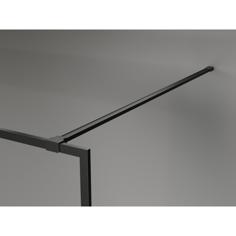Mexen Kioto-XF ścianka prysznicowa Walk-in z ramką 50 x 202 cm, transparent 10 mm, czarna - 800-050-104-70-00-X