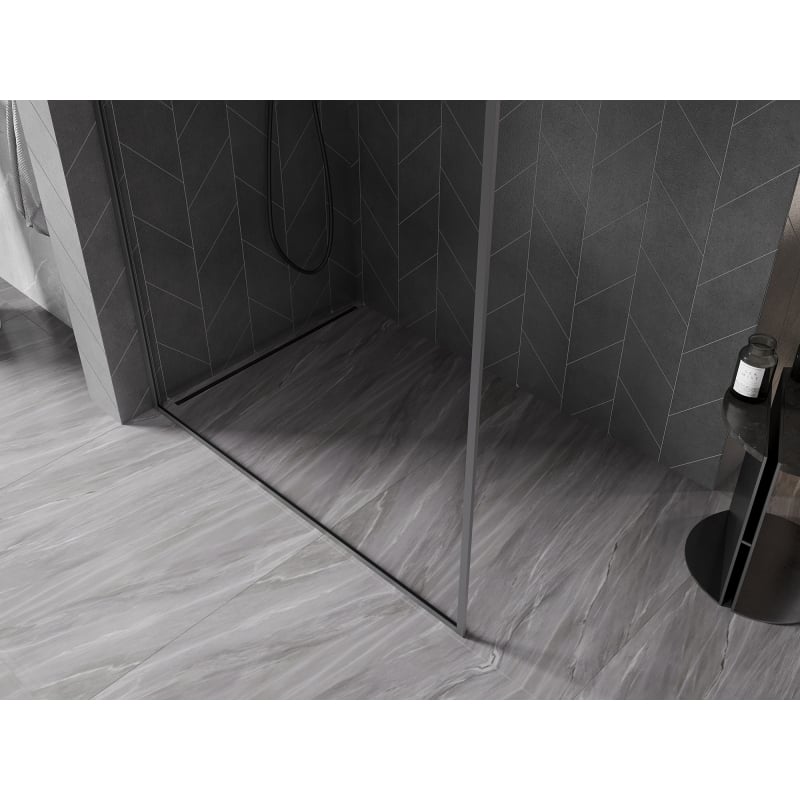 Mexen Kioto-XF ścianka prysznicowa Walk-in z ramką 120 x 202 cm, transparent 10 mm, gun metal - 800-120-104-95-00-X
