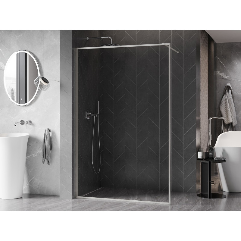 Mexen Kioto-XF ścianka prysznicowa Walk-in z ramką 90 x 202 cm, transparent 10 mm, nikiel szczotkowany - 800-090-104-97-00-X