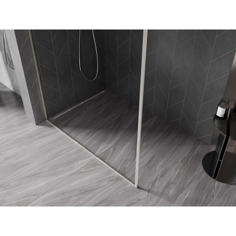 Mexen Kioto-XF ścianka prysznicowa Walk-in z ramką 140 x 202 cm, transparent 10 mm, nikiel szczotkowany - 800-140-104-97-00-X