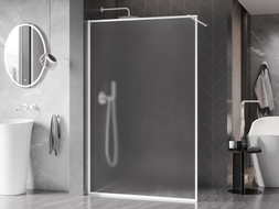 Mexen Kioto-XF ścianka prysznicowa Walk-in z ramką 50 x 202 cm, szron 10 mm, biała - 800-050-104-20-30-X