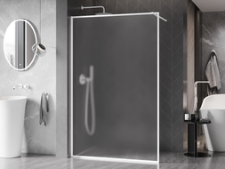 Mexen Kioto-XF ścianka prysznicowa Walk-in z ramką 70 x 202 cm, szron 10 mm, biała - 800-070-104-20-30-X