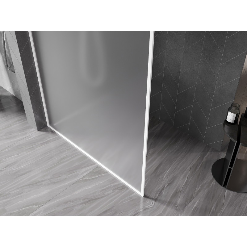 Mexen Kioto-XF ścianka prysznicowa Walk-in z ramką 80 x 202 cm, szron 10 mm, biała - 800-080-104-20-30-X