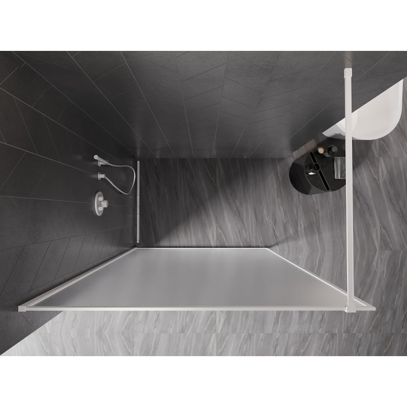 Mexen Kioto-XF ścianka prysznicowa Walk-in z ramką 140 x 202 cm, szron 10 mm, biała - 800-140-104-20-30-X