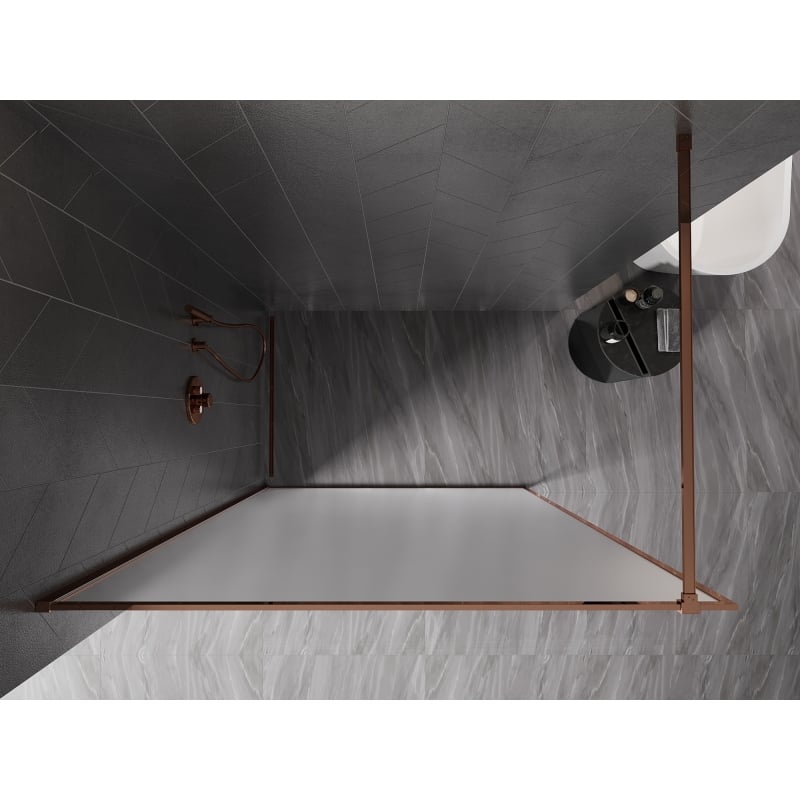 Mexen Kioto-XF ścianka prysznicowa Walk-in z ramką 80 x 202 cm, szron 10 mm, różowe złoto - 800-080-104-60-30-X
