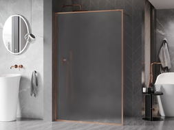 Mexen Kioto-XF ścianka prysznicowa Walk-in z ramką 100 x 202 cm, szron 10 mm, miedź szczotkowana - 800-100-104-65-30-X