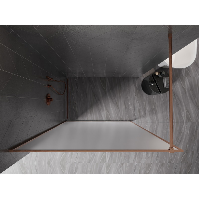 Mexen Kioto-XF ścianka prysznicowa Walk-in z ramką 100 x 202 cm, szron 10 mm, miedź szczotkowana - 800-100-104-65-30-X