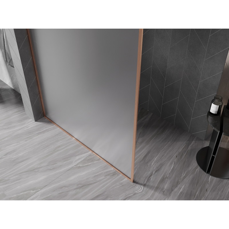Mexen Kioto-XF ścianka prysznicowa Walk-in z ramką 130 x 202 cm, szron 10 mm, miedź szczotkowana - 800-130-104-65-30-X
