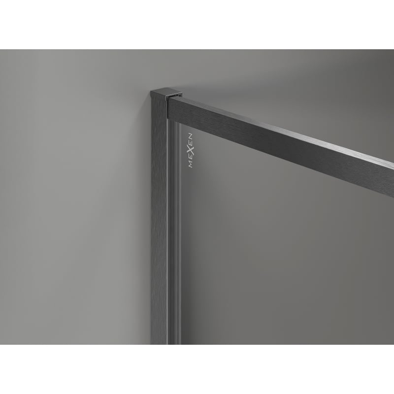 Mexen Kioto-XF ścianka prysznicowa Walk-in z ramką 60 x 202 cm, szron 10 mm, gun gray szczotkowany - 800-060-104-66-30-X