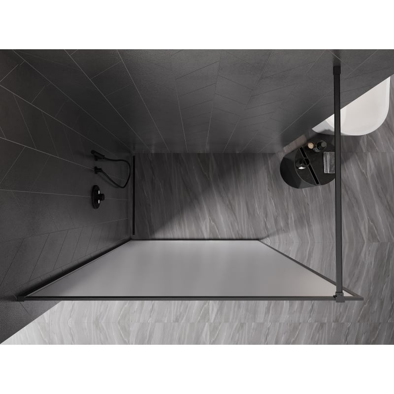 Mexen Kioto-XF ścianka prysznicowa Walk-in z ramką 70 x 202 cm, szron 10 mm, gun gray szczotkowany - 800-070-104-66-30-X