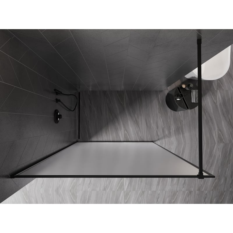 Mexen Kioto-XF ścianka prysznicowa Walk-in z ramką 70 x 202 cm, szron 10 mm, czarna - 800-070-104-70-30-X