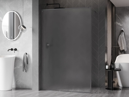 Mexen Kioto-XF ścianka prysznicowa Walk-in z ramką 100 x 202 cm, szron 10 mm, gun metal - 800-100-104-95-30-X