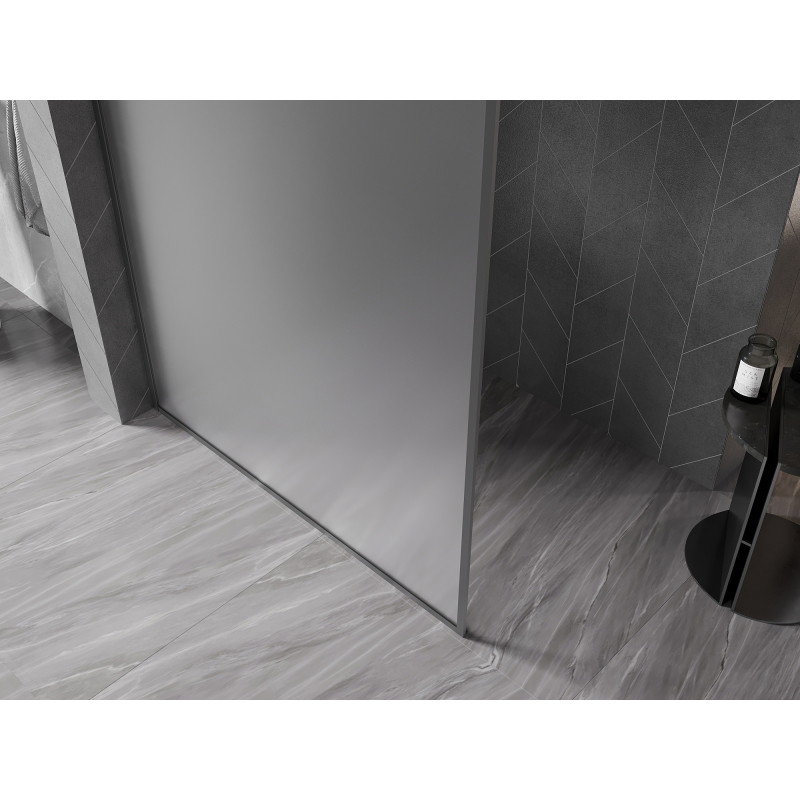 Mexen Kioto-XF ścianka prysznicowa Walk-in z ramką 110 x 202 cm, szron 10 mm, gun metal - 800-110-104-95-30-X