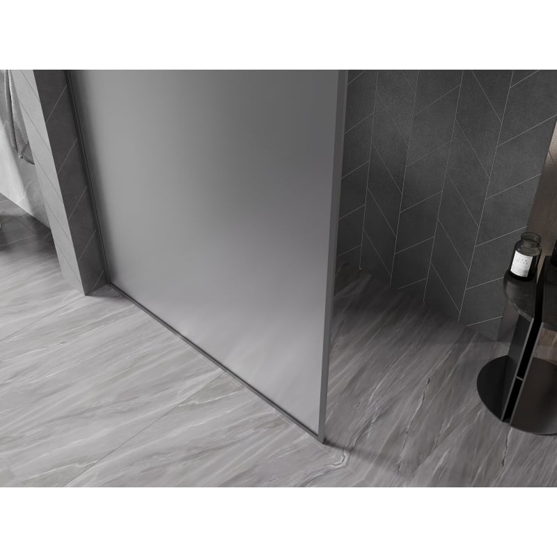 Mexen Kioto-XF ścianka prysznicowa Walk-in z ramką 160 x 202 cm, szron 10 mm, gun metal - 800-160-104-95-30-X