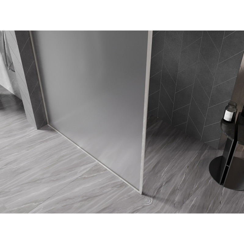 Mexen Kioto-XF ścianka prysznicowa Walk-in z ramką 60 x 202 cm, szron 10 mm, nikiel szczotkowany - 800-060-104-97-30-X