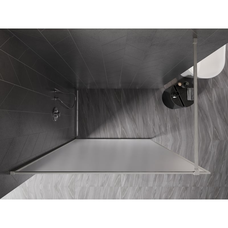 Mexen Kioto-XF ścianka prysznicowa Walk-in z ramką 80 x 202 cm, szron 10 mm, nikiel szczotkowany - 800-080-104-97-30-X