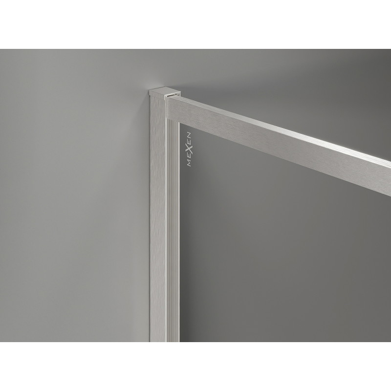 Mexen Kioto-XF ścianka prysznicowa Walk-in z ramką 100 x 202 cm, szron 10 mm, nikiel szczotkowany - 800-100-104-97-30-X