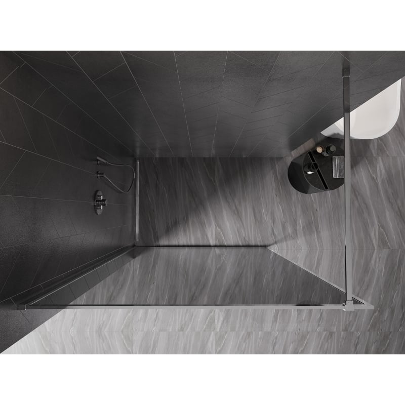 Mexen Kioto-XF ścianka prysznicowa Walk-in z ramką 50 x 202 cm, grafit 10 mm, chrom - 800-050-104-01-40-X