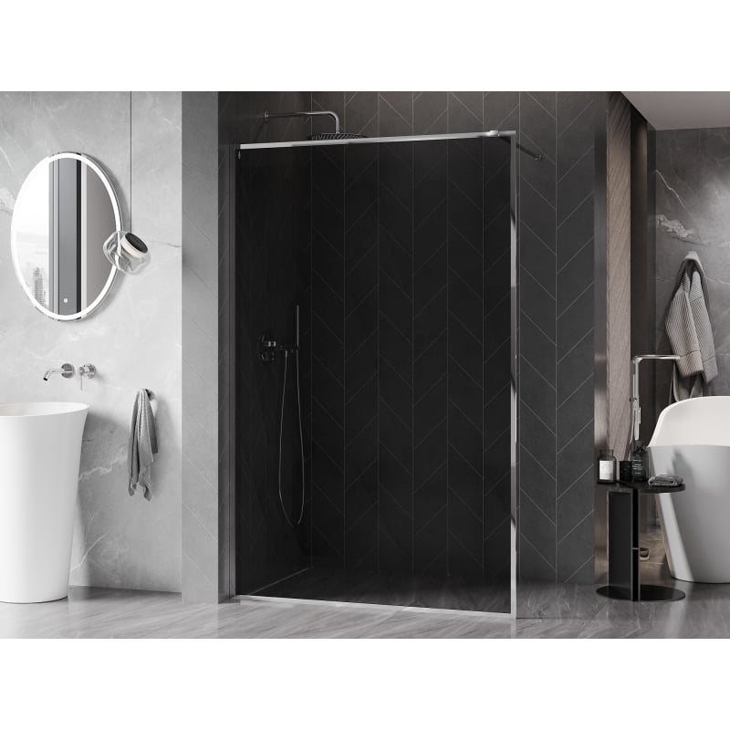 Mexen Kioto-XF ścianka prysznicowa Walk-in z ramką 100 x 202 cm, grafit 10 mm, chrom - 800-100-104-01-40-X