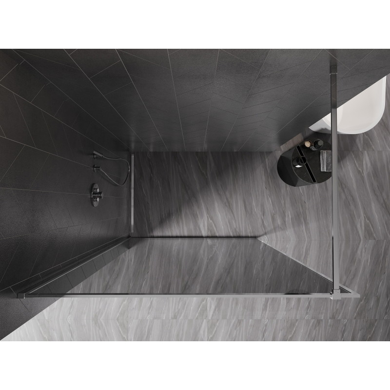 Mexen Kioto-XF ścianka prysznicowa Walk-in z ramką 150 x 202 cm, grafit 10 mm, chrom - 800-150-104-01-40-X