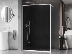 Mexen Kioto-XF ścianka prysznicowa Walk-in z ramką 80 x 202 cm, grafit 10 mm, biała - 800-080-104-20-40-X