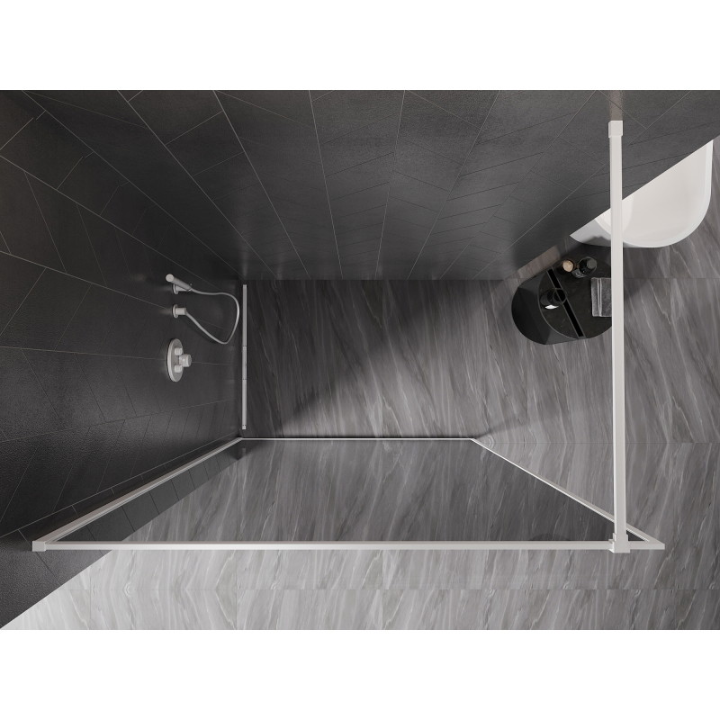 Mexen Kioto-XF ścianka prysznicowa Walk-in z ramką 110 x 202 cm, grafit 10 mm, biała - 800-110-104-20-40-X