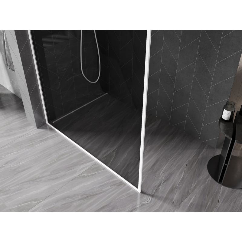Mexen Kioto-XF ścianka prysznicowa Walk-in z ramką 120 x 202 cm, grafit 10 mm, biała - 800-120-104-20-40-X