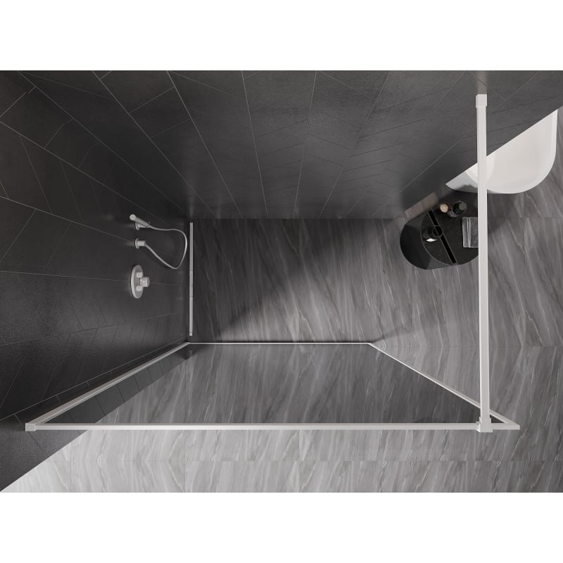 Mexen Kioto-XF ścianka prysznicowa Walk-in z ramką 130 x 202 cm, grafit 10 mm, biała - 800-130-104-20-40-X