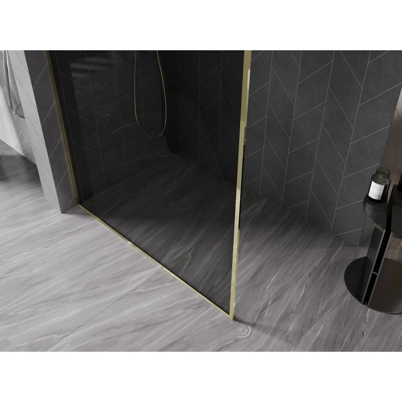 Mexen Kioto-XF ścianka prysznicowa Walk-in z ramką 70 x 202 cm, grafit 10 mm, złota - 800-070-104-50-40-X