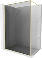 Mexen Kioto-XF ścianka prysznicowa Walk-in z ramką 140 x 202 cm, grafit 10 mm, złota szczotkowana - 800-140-104-55-40-X