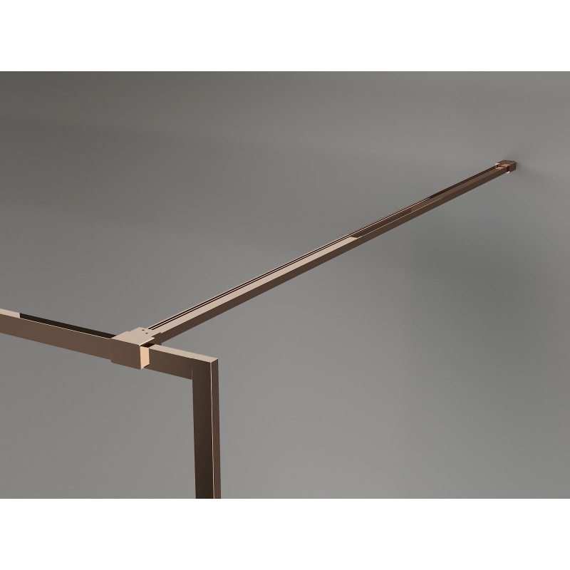 Mexen Kioto-XF ścianka prysznicowa Walk-in z ramką 120 x 202 cm, grafit 10 mm, różowe złoto - 800-120-104-60-40-X