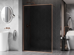 Mexen Kioto-XF ścianka prysznicowa Walk-in z ramką 60 x 202 cm, grafit 10 mm, miedź szczotkowana - 800-060-104-65-40-X