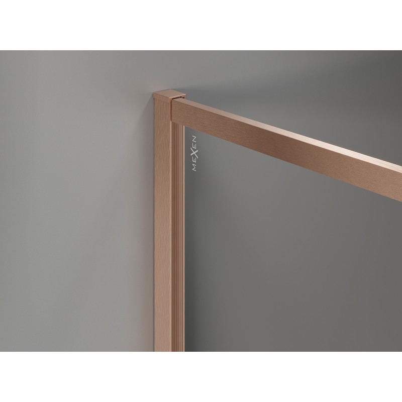 Mexen Kioto-XF ścianka prysznicowa Walk-in z ramką 70 x 202 cm, grafit 10 mm, miedź szczotkowana - 800-070-104-65-40-X