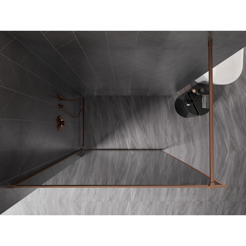 Mexen Kioto-XF ścianka prysznicowa Walk-in z ramką 80 x 202 cm, grafit 10 mm, miedź szczotkowana - 800-080-104-65-40-X
