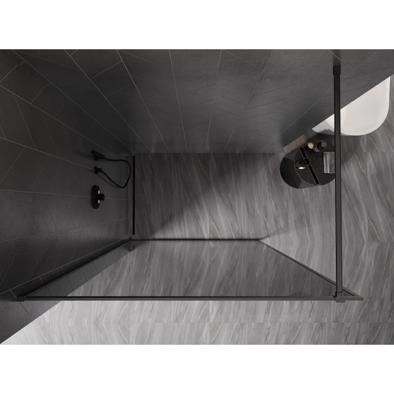 Mexen Kioto-XF ścianka prysznicowa Walk-in z ramką 80 x 202 cm, grafit 10 mm, gun gray szczotkowany - 800-080-104-66-40-X