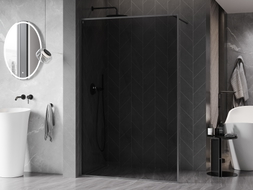 Mexen Kioto-XF ścianka prysznicowa Walk-in z ramką 130 x 202 cm, grafit 10 mm, gun gray szczotkowany - 800-130-104-66-40-X