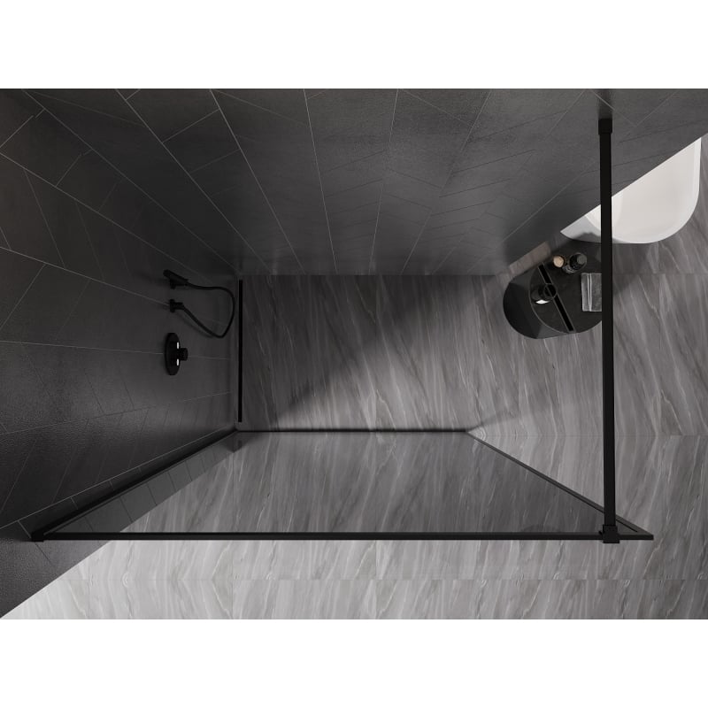 Mexen Kioto-XF ścianka prysznicowa Walk-in z ramką 50 x 202 cm, grafit 10 mm, czarna - 800-050-104-70-40-X
