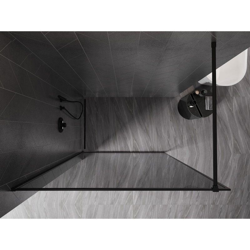 Mexen Kioto-XF ścianka prysznicowa Walk-in z ramką 110 x 202 cm, grafit 10 mm, czarna - 800-110-104-70-40-X