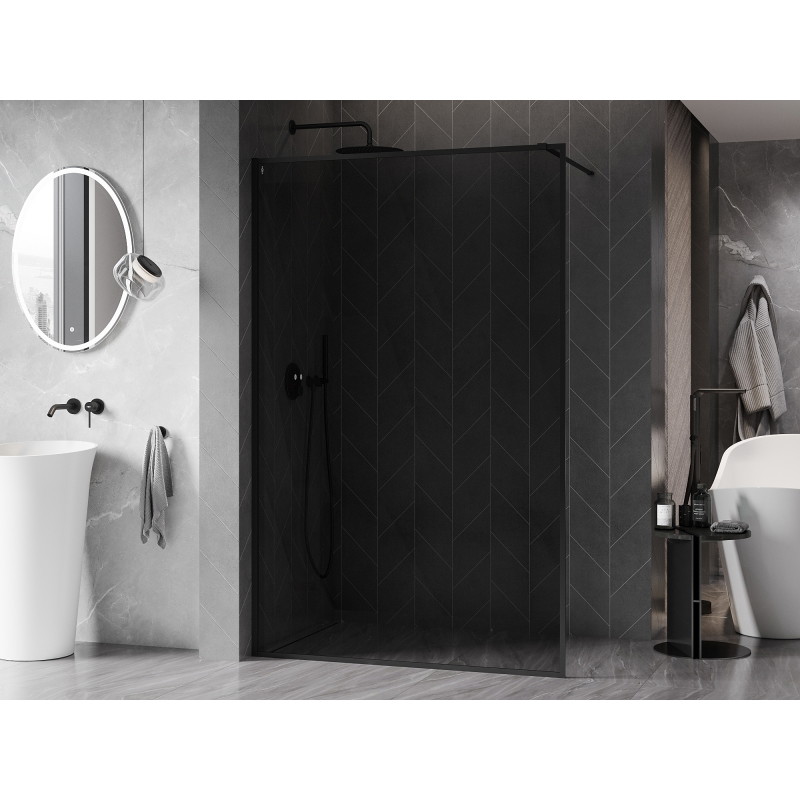 Mexen Kioto-XF ścianka prysznicowa Walk-in z ramką 160 x 202 cm, grafit 10 mm, czarna - 800-160-104-70-40-X