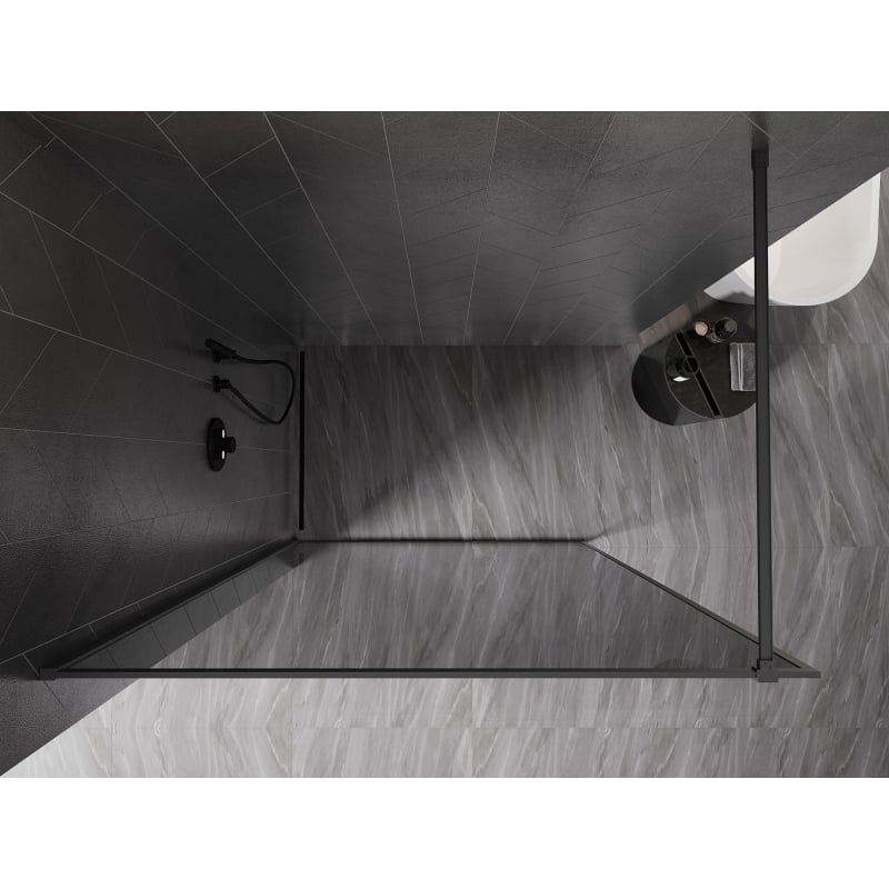 Mexen Kioto-XF ścianka prysznicowa Walk-in z ramką 110 x 202 cm, grafit 10 mm, gun metal - 800-110-104-95-40-X